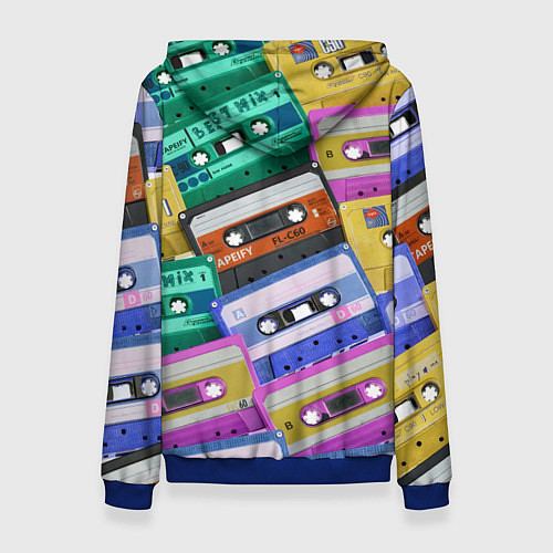 Женская толстовка Аудио кассеты разноцветные / 3D-Синий – фото 2