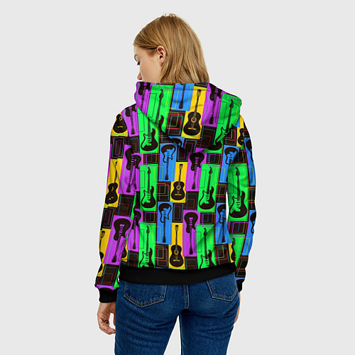Женская толстовка Красочные гитары / 3D-Черный – фото 4