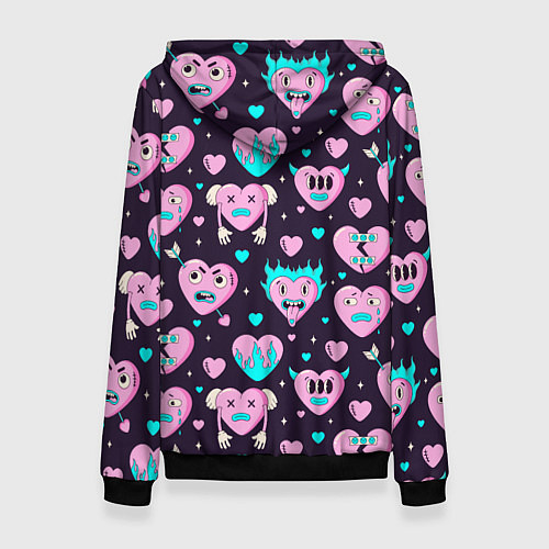 Женская толстовка Паттерн с арт сердцами / 3D-Черный – фото 2