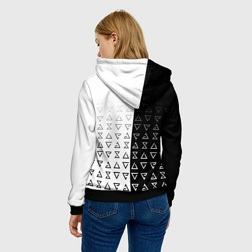 Женская толстовка Ведьмак - красные следы от когтей / 3D-Черный – фото 4