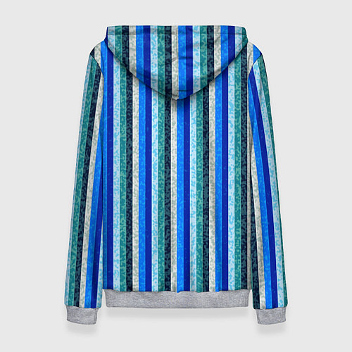 Женская толстовка Сине-бирюзовый полосатый / 3D-Меланж – фото 2