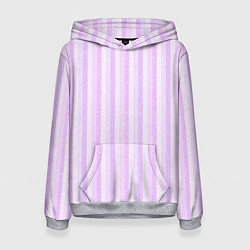 Толстовка-худи женская Светло-сиреневый полосатый, цвет: 3D-меланж