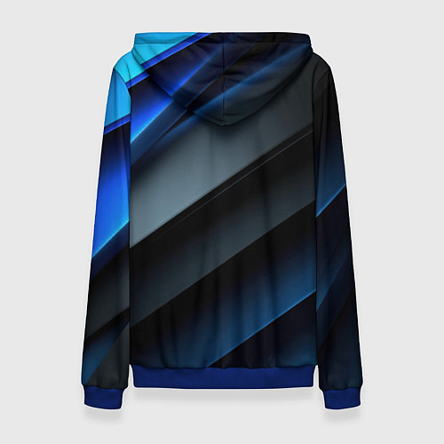 Женская толстовка Темная синяя стильная абстракция на черном фоне / 3D-Синий – фото 2