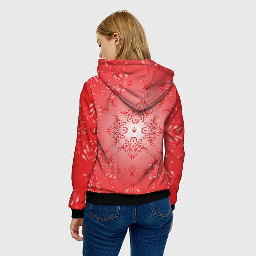 Женская толстовка Красный симметричный узор / 3D-Черный – фото 4