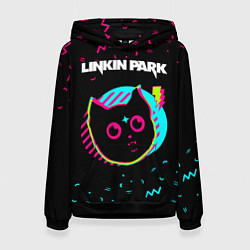 Толстовка-худи женская Linkin Park - rock star cat, цвет: 3D-черный