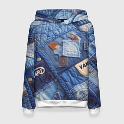 Толстовка-худи женская Vanguard jeans patchwork - ai art, цвет: 3D-белый