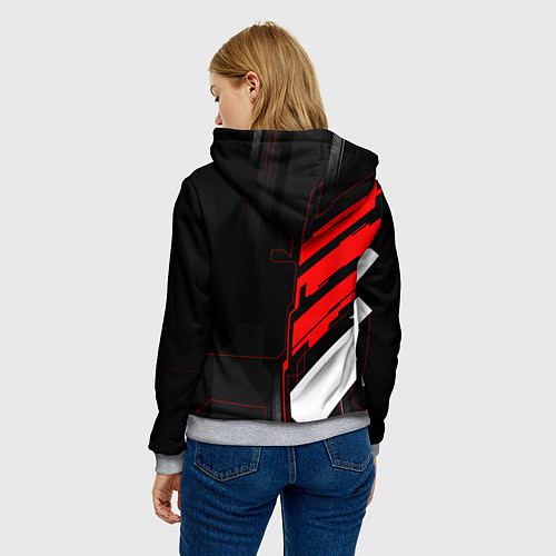 Женская толстовка Ducati - красный технологический / 3D-Меланж – фото 4