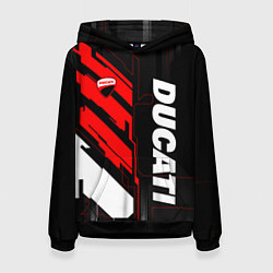 Толстовка-худи женская Ducati - красный технологический, цвет: 3D-черный