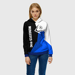 Толстовка-худи женская Мерседес - синяя униформа, цвет: 3D-синий — фото 2