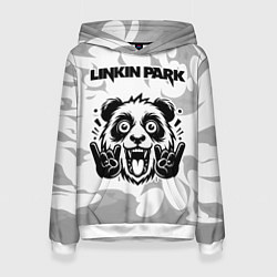 Толстовка-худи женская Linkin Park рок панда на светлом фоне, цвет: 3D-белый
