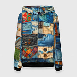 Женская толстовка Vanguard denim patchwork - ai art