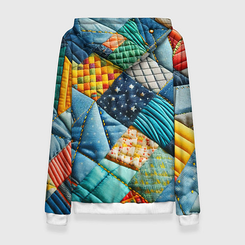 Женская толстовка Лоскутное одеяло - пэчворк / 3D-Белый – фото 2