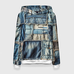 Толстовка-худи женская Patchwork denim - vogue, цвет: 3D-белый