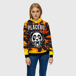 Толстовка-худи женская Placebo рок панда и огонь, цвет: 3D-черный — фото 2