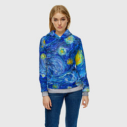 Толстовка-худи женская Мазки ван гога, цвет: 3D-меланж — фото 2