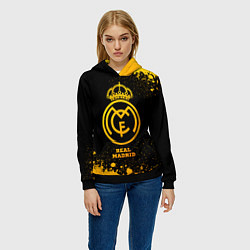 Толстовка-худи женская Real Madrid - gold gradient, цвет: 3D-черный — фото 2