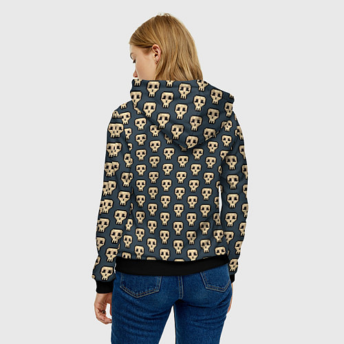 Женская толстовка Пиксельные черепа узор / 3D-Черный – фото 4