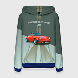 Толстовка-худи женская Porsche спортивный немецкий автомобиль, цвет: 3D-синий