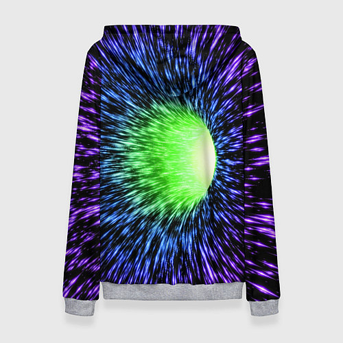 Женская толстовка Червоточина - градиентные лучи со свечением / 3D-Меланж – фото 2