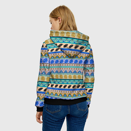 Женская толстовка Полосатый тропический летний узор / 3D-Черный – фото 4