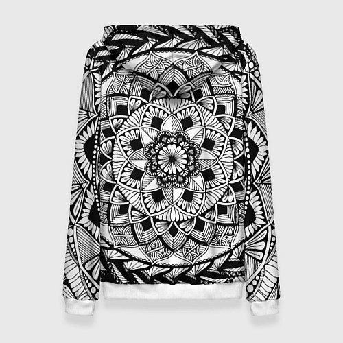 Женская толстовка Мандала зенарт чёрно-белая / 3D-Белый – фото 2