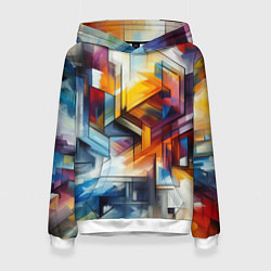 Толстовка-худи женская Абстрактные фигуры, цвет: 3D-белый