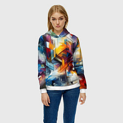 Толстовка-худи женская Абстрактные фигуры, цвет: 3D-белый — фото 2