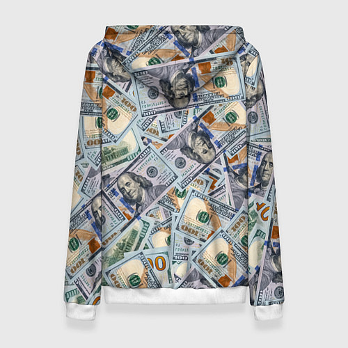 Женская толстовка Банкноты сто долларов / 3D-Белый – фото 2