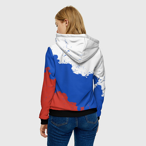 Женская толстовка Российский триколор и герб / 3D-Черный – фото 4