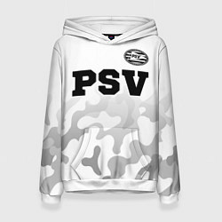 Толстовка-худи женская PSV sport на светлом фоне посередине, цвет: 3D-белый