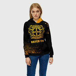 Толстовка-худи женская Bayer 04 - gold gradient, цвет: 3D-черный — фото 2