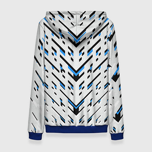 Женская толстовка Black and blue stripes on a white background / 3D-Синий – фото 2