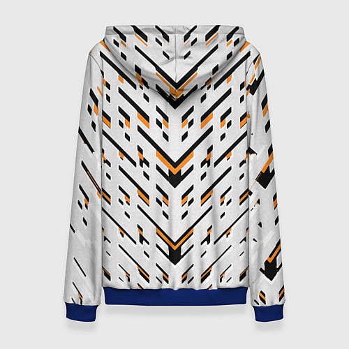 Женская толстовка Чёрные и жёлтые полосы на белом фоне / 3D-Синий – фото 2