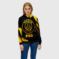 Толстовка-худи женская PSG - gold gradient, цвет: 3D-черный — фото 2