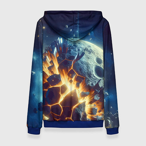 Женская толстовка Взрыв планеты - космос от нейросети / 3D-Синий – фото 2