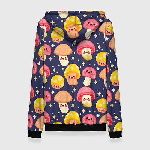 Женская толстовка Веселые грибочки паттерн / 3D-Черный – фото 2