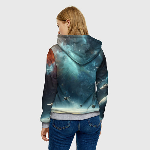 Женская толстовка Человек и космос - нейросеть / 3D-Меланж – фото 4