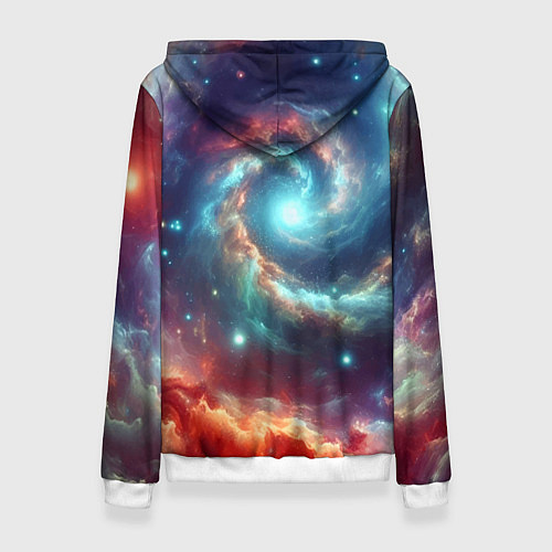Женская толстовка Космическая неоновая акула - нейросеть / 3D-Белый – фото 2