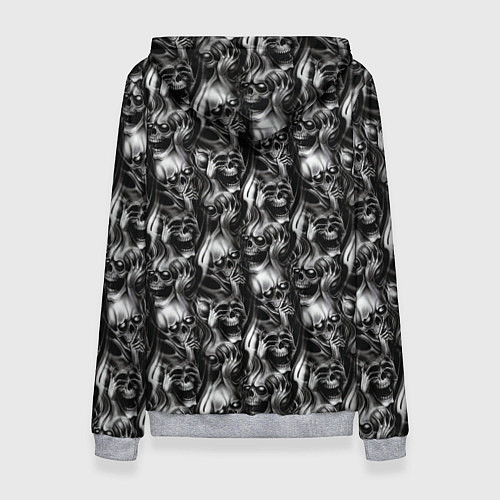 Женская толстовка Smoke skulls / 3D-Меланж – фото 2
