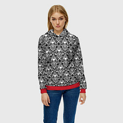 Толстовка-худи женская Skull patterns, цвет: 3D-красный — фото 2