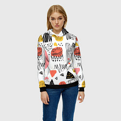 Толстовка-худи женская Паттерн узоры, цвет: 3D-черный — фото 2
