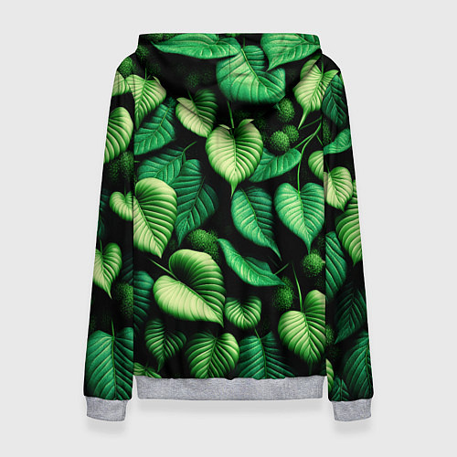Женская толстовка Зеленые листья и мох / 3D-Меланж – фото 2