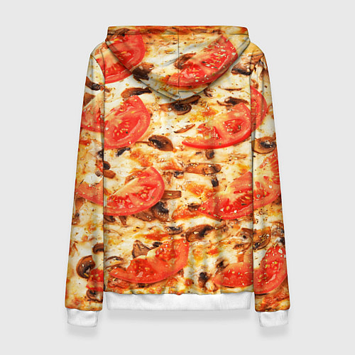 Женская толстовка Пицца с грибами и томатом - текстура / 3D-Белый – фото 2