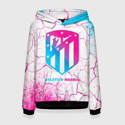 Толстовка-худи женская Atletico Madrid neon gradient style, цвет: 3D-черный