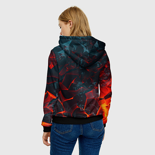 Женская толстовка Темная абстракция с разломом красных плит / 3D-Черный – фото 4