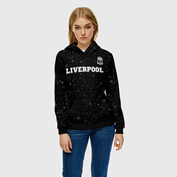 Толстовка-худи женская Liverpool sport на темном фоне посередине, цвет: 3D-черный — фото 2