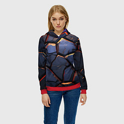 Толстовка-худи женская Темная абстрактная объемная плитка, цвет: 3D-красный — фото 2