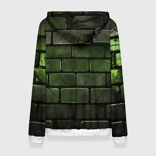 Женская толстовка Зеленые неоновые кирпичи / 3D-Белый – фото 2