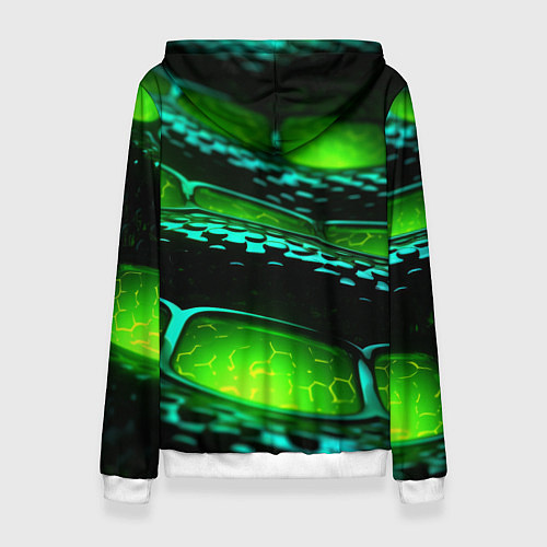 Женская толстовка Зеленая змеиная абстрактная текстура / 3D-Белый – фото 2