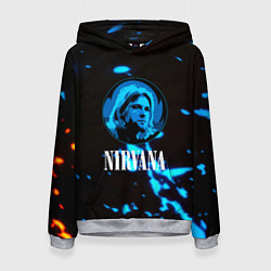 Толстовка-худи женская Nirvana рок бенд краски, цвет: 3D-меланж